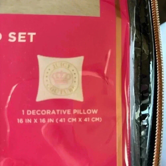 Juicy Couture Home Pink White Gold Accent Pillow and Two Standard Pillow Shams - Picture 5 of 11
